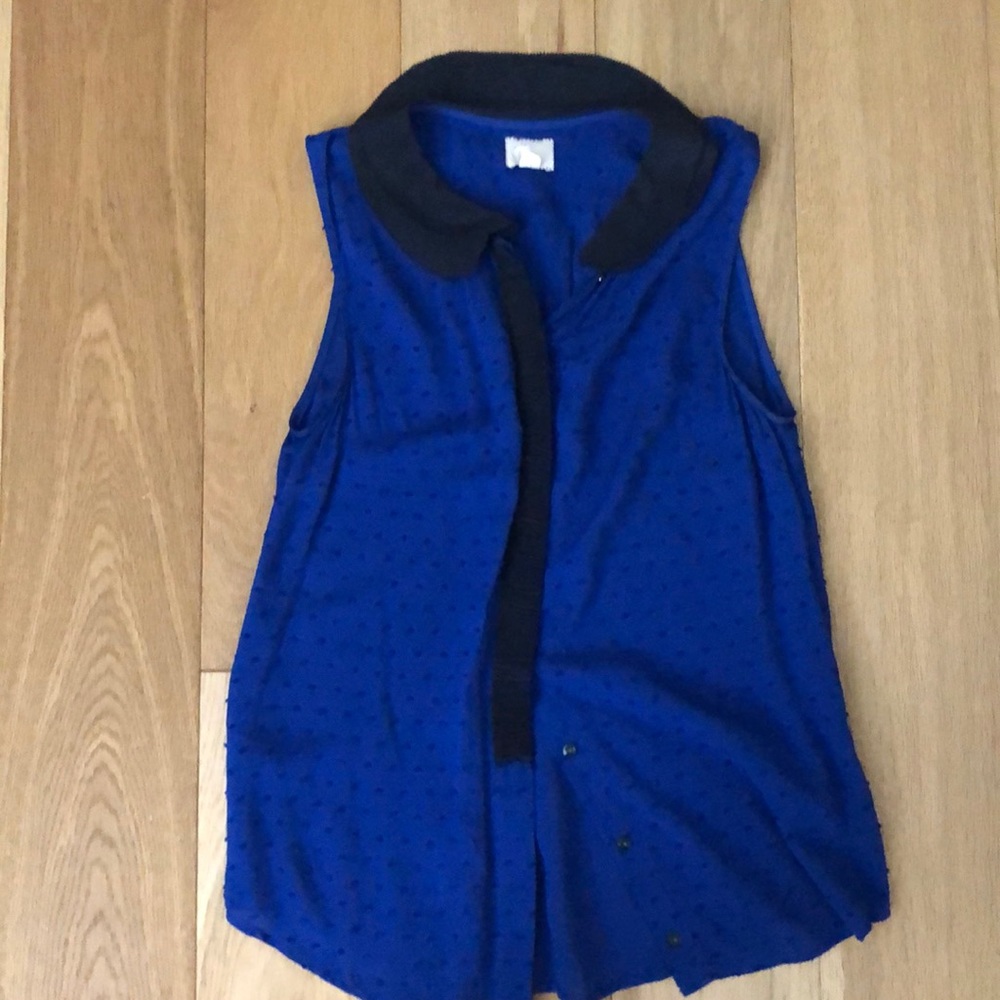 Blue sleeveless blouse